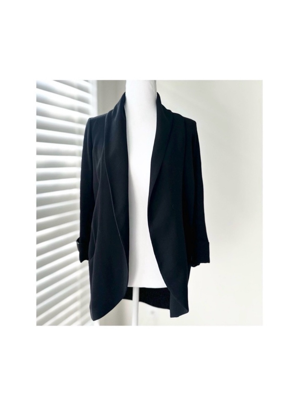 Wilfred Black Open-Front Draped Blazer